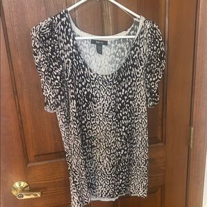 Style & Co. Black and White Leopard Print Blouse